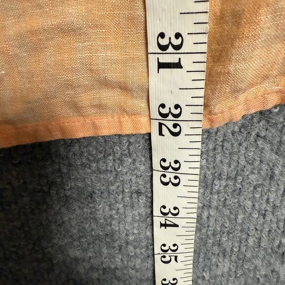 Chico's Size 2 Popover Split Neck Shirt Blouse Orange Linen High Low 3/4 Sleeves - Picture 7 of 8